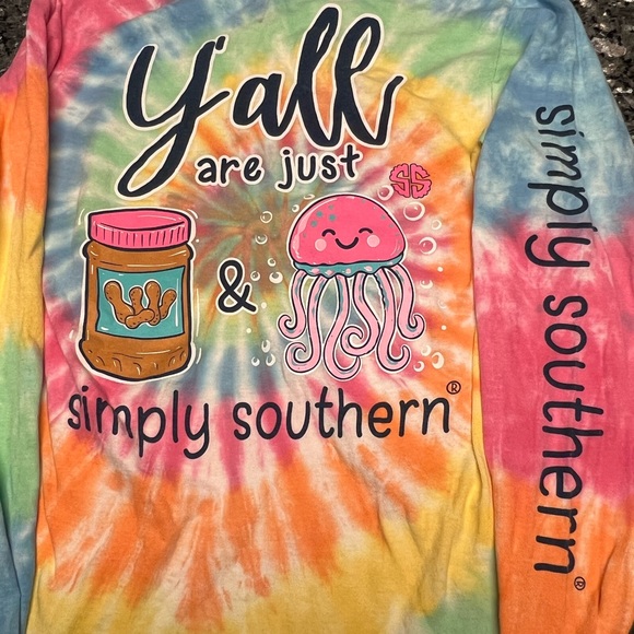 Simply Southern Tye-Dye size Small “Ya’ll are just PB & Jellyfish” long sleeve - Picture 1 of 14